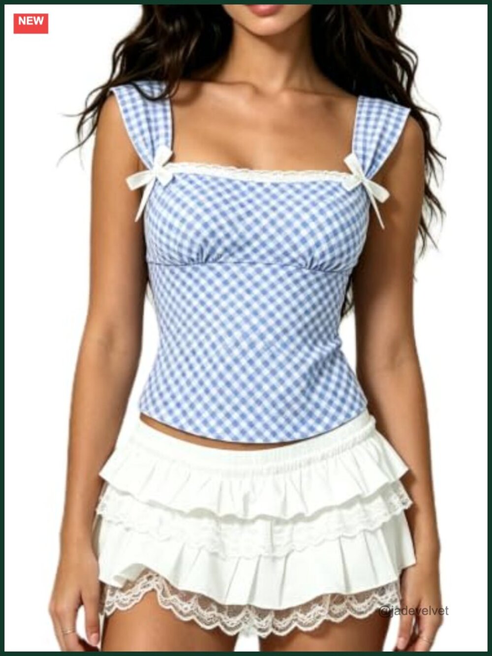Womens Gingham Plaid Sleeveless Tank Top Square Neck Backless Summer Cami